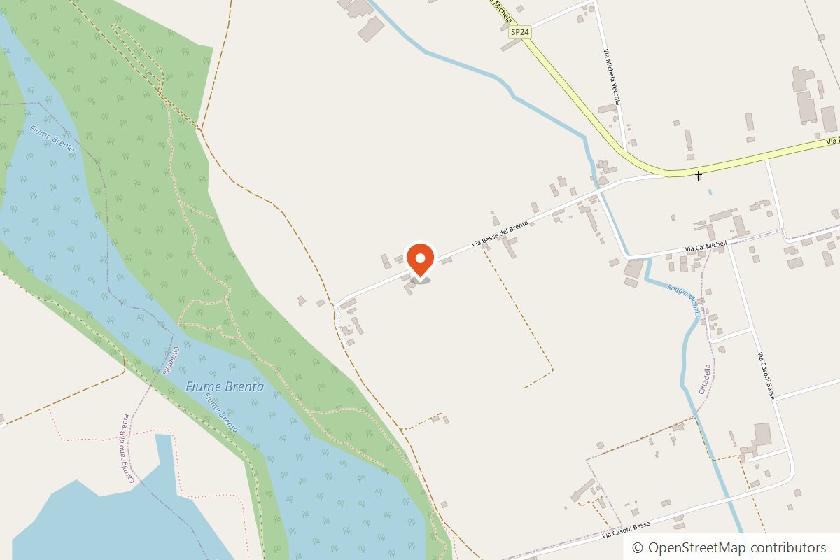 Mappa della zona di Via Basse del Brenta a Cittadella (PD), dove si trova il campo di Iron Wolf